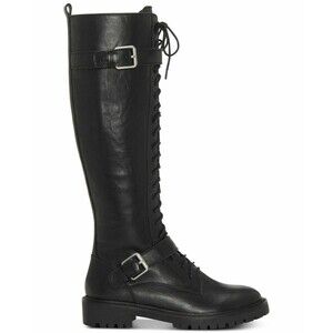 Lucky Brand Inniko Black Leather Knee-High Boots Women's Size 7.5 M Lug Sole